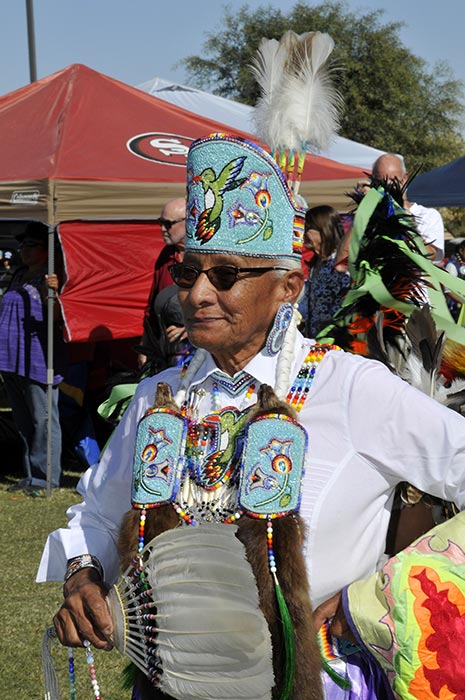 Nana Manson, at the 2019 Southern Paiute Veterans Pow Wow Grand Entry © Mickey Cox