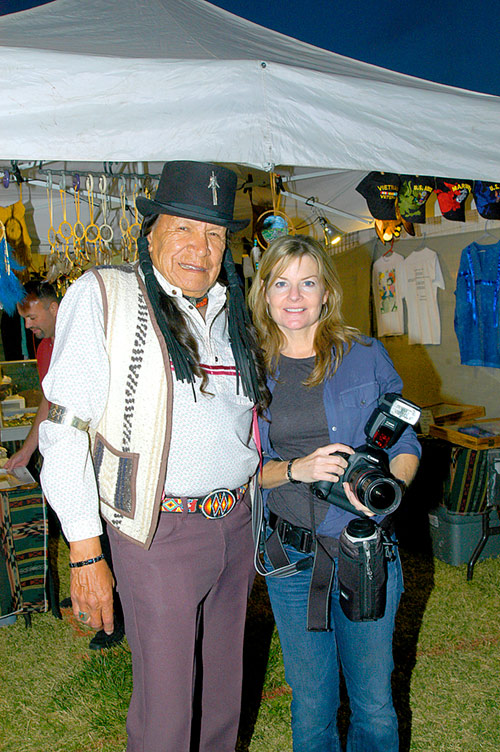 Deanne Fitzmaurice, Pulitzer Prize Photographer with Saginaw Grant at the Ninth Annual Pahrump Pow Wow, 2007<br />Pahrump, Nevada, 2007, © Mickey Cox 2007