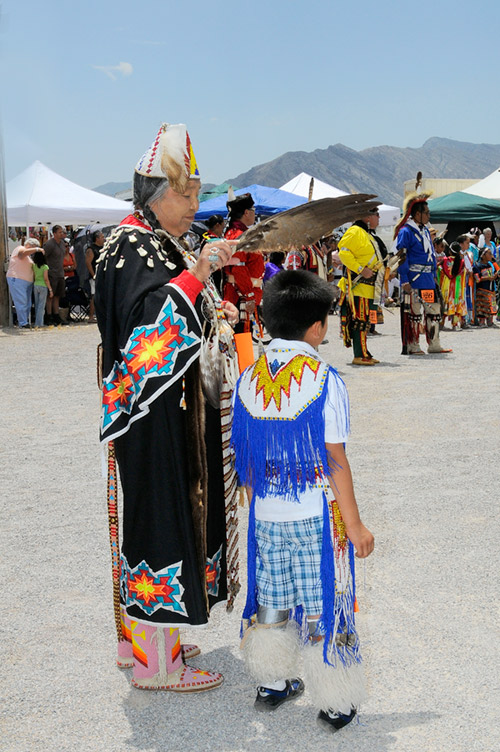 Grandmother and Grandson at the Snow Mountain Pow Wow, Las Vegas, Nevada 2009  -  &copy 2009 Mickey Cox