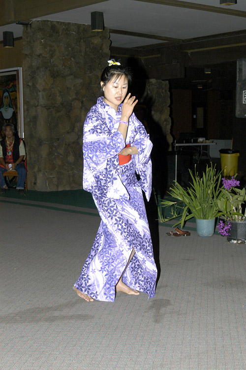 Hanako Sakamato, performing the Hula at OUr Lady of Kea'au, Waianae, Hawaii, &copy; Mickey Cox 2006