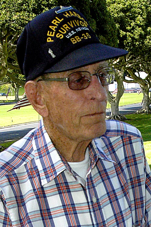 Ted Kuykendall, USN Retired, assigned U.S.S. NEVADA, December 7, 1941, 3rd Class Electricians Mate, Pearl Harbor, O'ahu, Hawaii -  © Mickey Cox 2006