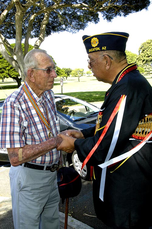 Ted Kuykendall, USN Retired, assigned U.S.S. NEVADA, December 7, 1941, 3rd Class Electricians Mate, Pearl Harbor, O'ahu, Hawaii -  © Mickey Cox 2006