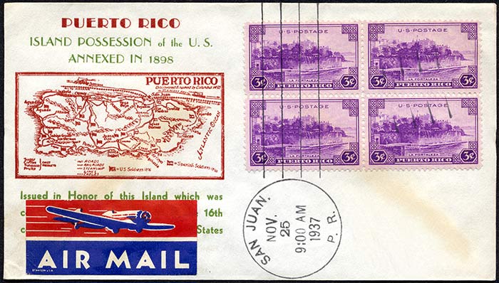 Puerto Rico Territory, FDC, 1937