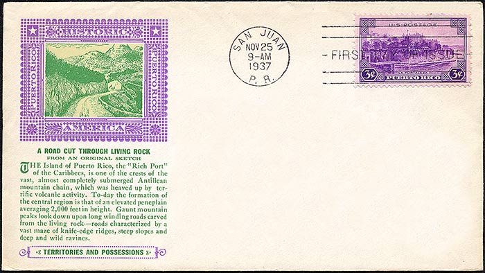 Puerto Rico Territory, FDC, 1937